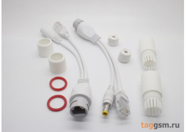 Инжектор пассивного PoE для передачи данных и питания 5-57В по витой паре Rj-45 / DC 5,5x2,1 (влагозащищенный)