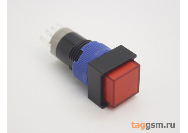 LAS12-A2 / Red Кнопка на панель с подсветкой 220В без фиксации ON-(ON) SPDT 250В 3А 12мм (красный) пластик