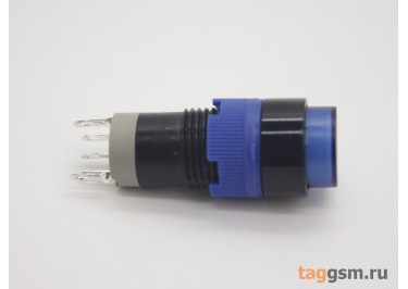 LAS12-A3 / Blue Кнопка на панель с подсветкой 220В с фиксацией ON-ON SPDT 250В 3А 12мм (синий) пластик