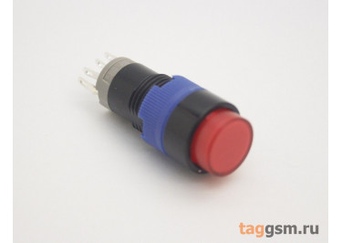 LAS12-A3 / Red Кнопка на панель с подсветкой 220В без фиксации ON-(ON) SPDT 250В 3А 12мм (красный) пластик