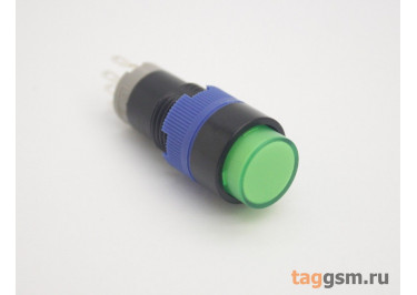 LAS12-A3 / Green Кнопка на панель с подсветкой 220В без фиксации ON-(ON) SPDT 250В 3А 12мм (зеленый) пластик