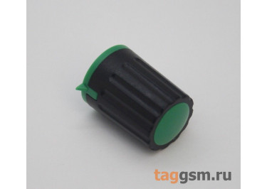 KN-500-B-GREEN Ручка пластиковая 15x20,6мм под ось 6мм 18T (черно-зеленый)