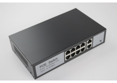 PoE коммутатор для IP видеокамер, 8 PoE 100Мб + 2 UPLink 100Мб, 120Вт