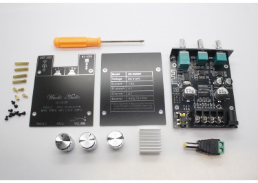 PA50W*2+AS24BP0P024-25A4 Модуль ZK-502MT УНЧ D-класса 2x50Вт 4 Ом Uпит=9-24В, MP3 с приемником Bluetooth 5.0, AUX и регулировкой громкости / тембра