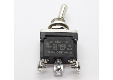 KN3F-103 Тумблер на панель с клеммными зажимами под винт ON-OFF-ON SPDT 250В 15А IP67 (12мм)