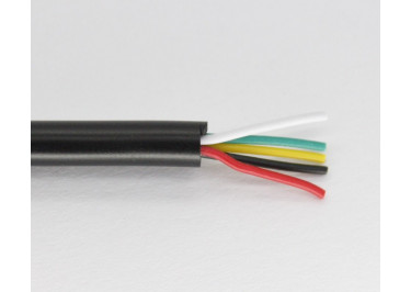 Кабель медный луженый 5x28AWG (0,08 кв.мм) / PVC / D=4,4мм, черный 1м