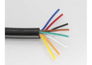 Кабель медный луженый 8x28AWG (0,08 кв.мм) / PVC / D=5,0мм, черный 1м