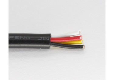 Кабель медный луженый 4x20AWG (0,52 кв.мм) / PVC / D=5,2мм, черный 1м
