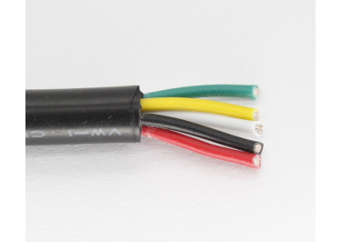 Кабель медный луженый 5x20AWG (0,52 кв.мм) / PVC / D=6,5мм, черный 1м