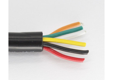 Кабель медный луженый 6x20AWG (0,52 кв.мм) / PVC / D=7,0мм, черный 1м