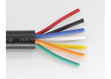 Кабель медный луженый 7x20AWG (0,52 кв.мм) / PVC / D=7,0мм, черный 1м