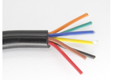 Кабель медный луженый 8x20AWG (0,52 кв.мм) / PVC / D=7,5мм, черный 1м