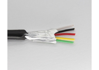 Кабель медный экранированный 5x28AWG (0,08 кв.мм) / Al / PVC / D=3,6мм, черный 1м