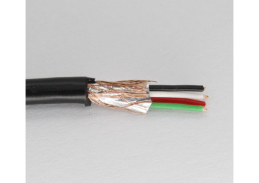 Кабель медный экранированный 4x28AWG (0,08 кв.мм) / Al / 32xCu / PVC / D=3,5мм, черный 1м