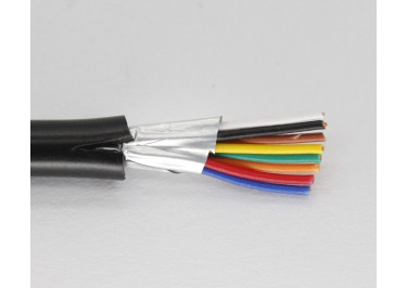 Кабель медный экранированный 8x28AWG (0,08 кв.мм) / Al / PVC / D=5,0мм, черный 1м