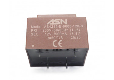 AS4214-E-0600-120-S Герметизированный трансформатор 6Вт обмотки 220В (1+6) / 12В 0,5А (8+11)