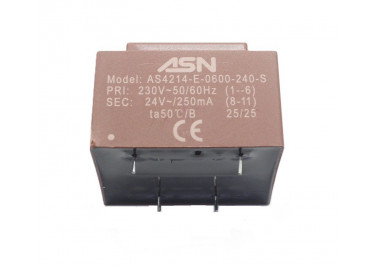 AS4214-E-0600-240-S Герметизированный трансформатор 6Вт обмотки 220В (1+6) / 24В 0,25А (8+11)
