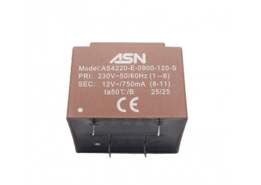 AS4220-E-0900-120-S Герметизированный трансформатор 9Вт обмотки 220В (1+6) / 12В 0,75А (8+11)