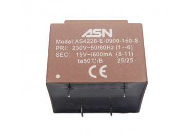 AS4220-E-0900-150-S Герметизированный трансформатор 9Вт обмотки 220В (1+6) / 15В 0,6А (8+11)