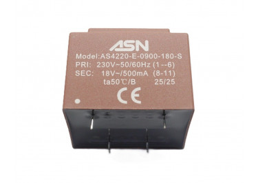 AS4220-E-0900-180-S Герметизированный трансформатор 9Вт обмотки 220В (1+6) / 18В 0,5А (8+11)