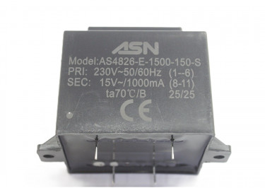 AS4826-E-1500-150-S Герметизированный трансформатор 15Вт обмотки 220В (1+6) / 15В 1А (8+11)
