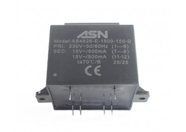 AS4826-E-1500-150-D Герметизированный трансформатор 15Вт обмотки 220В (1+6) / 2x15В 0,5А (7+8-11+12)