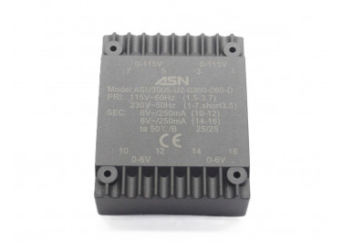 ASU3005-U2-0300-060-D Герметизированный трансформатор 3Вт обмотки 2x110В (1+3-5+7, 1B) / 2x6В 0,25А (10+12-14+16)