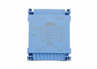 ASU3921-U2-3000-060-D Герметизированный трансформатор 30Вт обмотки 2x110В (1+4-6+9, 1B) / 2x6В 2,5А (12+14-17+19)