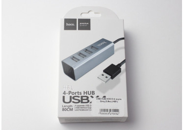 USB HUB HOCO 4 порта Grey (0,8м) (HB1)