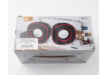 Колонка компьютерная (AUX, USB) (черная с красной вставкой) Faison SC-2