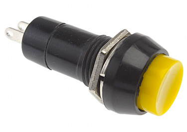 PBS-11A / Y Кнопка на панель круглая желтая с фиксацией ON-OFF SPST 250В 1А (12мм)