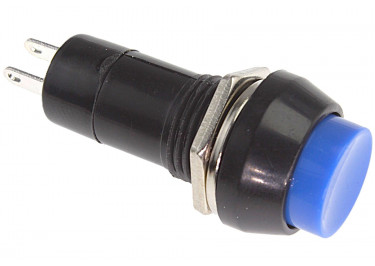 PBS-11B / BL Кнопка на панель круглая синяя без фиксации OFF-(ON) SPST 250В 1А (12мм)