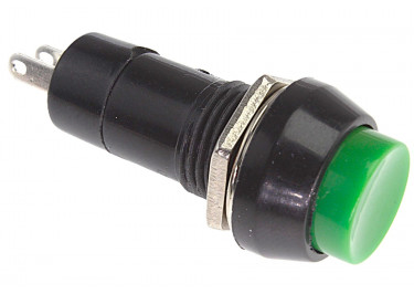 PBS-11B / G Кнопка на панель круглая зеленая без фиксации OFF-(ON) SPST 250В 1А (12мм)