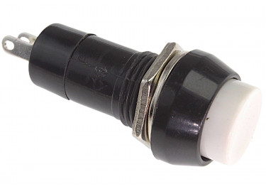 PBS-11B / W Кнопка на панель круглая белая без фиксации OFF-(ON) SPST 250В 1А (12мм)