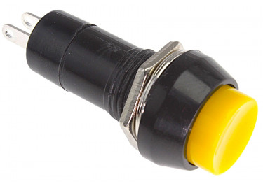 PBS-11B / Y Кнопка на панель круглая желтая без фиксации OFF-(ON) SPST 250В 1А (12мм)