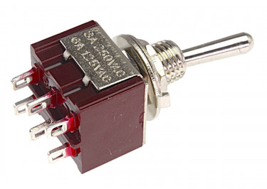 MTS-203 Тумблер на панель ON-OFF-ON DPDT 250В 3А (6мм)