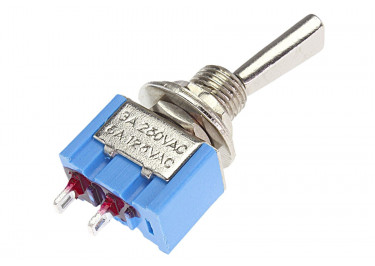 MTS-101-F1 Тумблер на панель с плоской ручкой ON-OFF SPST 250В 3А (6,4мм)