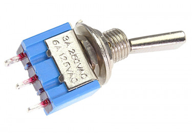 MTS-102-F1 Тумблер на панель с плоской ручкой ON-ON SPDT 250В 3А (6,4мм)