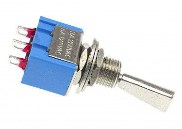 MTS-103-F1 Тумблер на панель с плоской ручкой ON-OFF-ON SPDT 250В 3А (6,4мм)