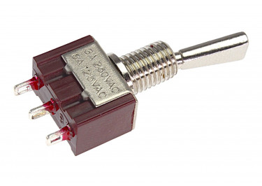 MTS-102-F1-2 Тумблер на панель c плоской ручкой 12x5мм ON-ON SPDT 250В 3А (6мм)