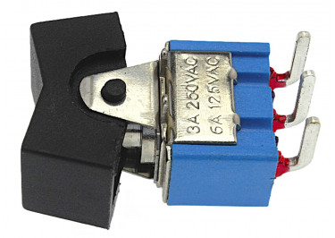 RLS-103-A3 Тумблер с кнопкой на плату угловой ON-OFF-ON SPDT 250В 3А