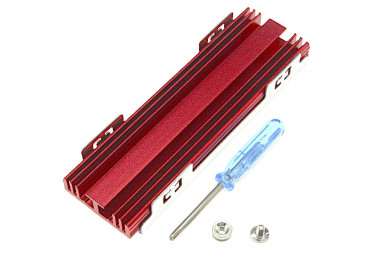 Радиатор охлаждения NVME (72mm x 23mm x 8mm) для SSD M2 2280 (2 термопрокладки , винт , резьба , отвертка) красный
