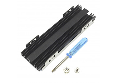 Радиатор охлаждения NVME (72mm x 23mm x 8mm) для SSD M2 2280 (2 термопрокладки , винт , резьба , отвертка) черный
