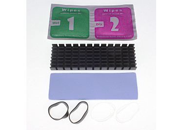 Радиатор охлаждения NVME (70mm x 22mm x 6mm) для SSD M2 2280 (термопрокладка , 4 резинки , 2 салфетки) черный