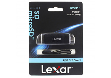 Картридер Lexar (MicroSD / SD - USB / Type-C) (RW310), черный