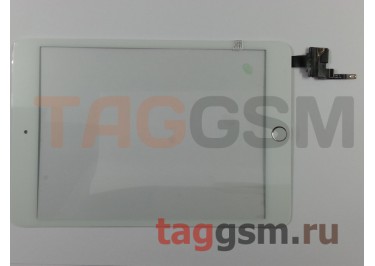 Тачскрин для iPad mini 3 (A1599 / A1600 / A1601) (с разъемом) + серебряная кнопка HOME (белый)