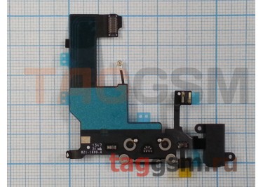 Шлейф для iPhone 5 + разъем зарядки + разъем гарнитуры + микрофон + антенна (черный), ориг