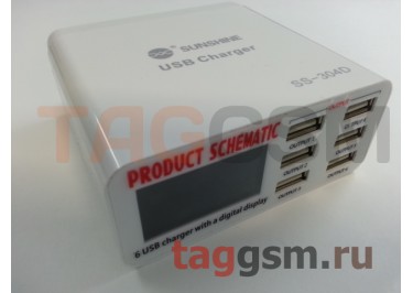 Зарядное устройство Product Schematic WLX-899 (SS-304D) на 6 USB портов, 30W
