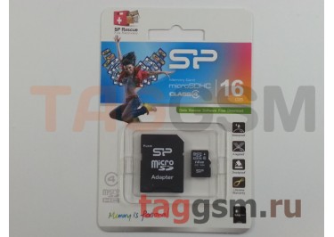 Micro SD 16Gb Silicon Power Class 4 с адаптером SD