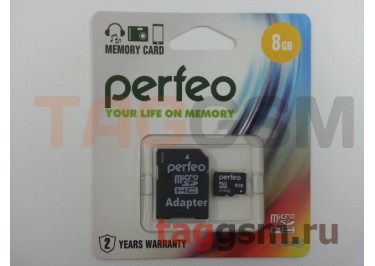 Micro SD 8Gb Perfeo, High-Capacity Class 4 с адаптером SD